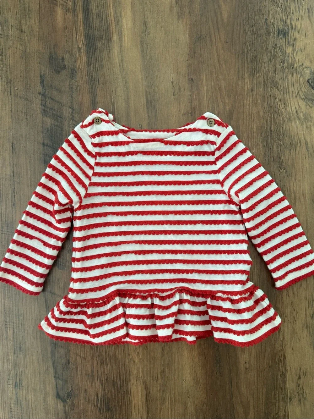 Red & White Striped Ruffle Peplum Top w/ Leggings | 12 Months